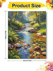 1pc Oil Painting By Numbers Kit, Forest Stream DIY Art & Craft, Home Wall Decor, Canvas Oil Painting Decoration, Holiday Gift Includes Paintbrushes And Paints. - Sets - View 9
