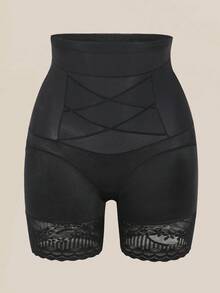 Plus Size Seamless High Waist Tummy Control Lace Shaping Panties Postpartum Slimming Butt Lifting Women's Underwear - Black - View 9
