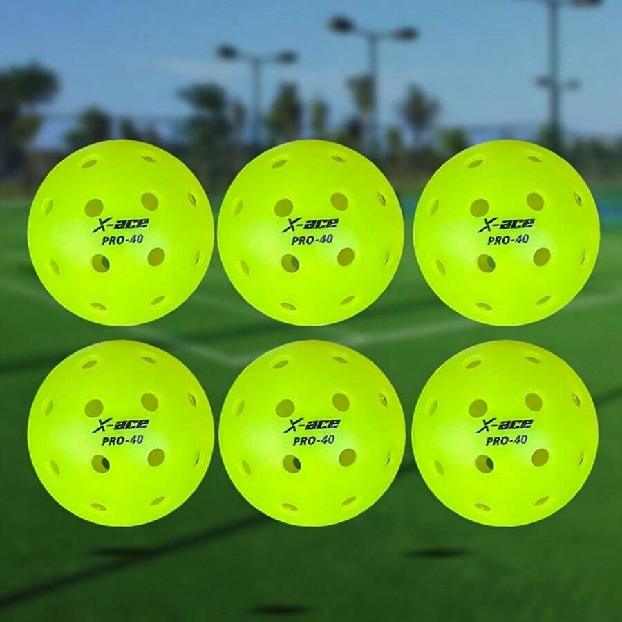 X-ACE PRO 40 皮克球,6顆或12顆裝,抗裂結構,適用於所有款式的皮克球拍與球場,高能見度綠色皮克球 - 6件 - 查看 1