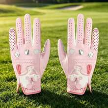 Sarung Tangan Golf Wanita Warna Pink, Sepasang, Anti Selip, Bernapas, Tahan Lama, Modis - Berwarna merah muda - View 12