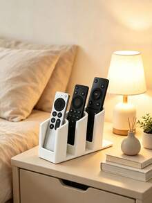 3-Slot Remote Control Storage Box, Black And White Color Scheme, Suitable For TV And Air Conditioner, Practical Desktop Organizer, Home Decor Essential, Back To School, Christmas, Halloween Gift - Multicolor - View 2
