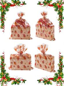 10/30pcs Christmas Transparent Cellophane Gift Bags, Gingerbread Man Pattern Design Christmas Candy Bags, Christmas Gift Bags, Christmas Gift Basket Packaging Bags, Merry Christmas Party Supplies, Baby Christmas Gift Bags, Christmas Tabletop Decorations, Christmas Home Decor, Christmas Room Decor, Christmas Decorations, Christmas Gifts, Party Fillers, Party Favors, 2027 New Year - Christmas Gingerbread Man - View 8