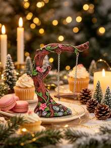 1pc Resin Miniature Tree Branch Swing Ornament, Decorative Mini Swing Statue, Suitable For Succulent Potted Plants, Bonsai, Terrarium DIY, Cute Desktop Decor Prop, Suitable For Dollhouse Scene Setup, Home Office Desktop Decoration, Fairy Garden Accessory, Flower Pot Styling Decoration - Multicolor - View 2