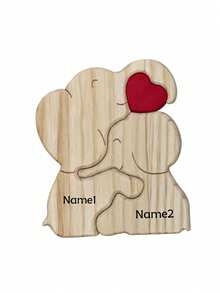 Personalized Laser Engraved Wooden Interlocking Puzzle Ornament With 8 Optional Shapes, Custom Engraved Name Keepsake Tabletop Decor For Living Room, Entryway & Study, Thoughtful Holiday Gift For Parents, Spouses And Whole Family Members On Christmas - Elephant - View 12