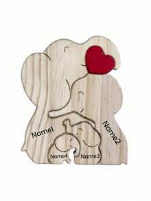 Personalized Laser Engraved Wooden Interlocking Puzzle Ornament With 8 Optional Shapes, Custom Engraved Name Keepsake Tabletop Decor For Living Room, Entryway & Study, Thoughtful Holiday Gift For Parents, Spouses And Whole Family Members On Christmas - Elephant - View 13