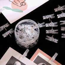 20pcs Multi-Function Clips Push Pins Cork Transparent Plastic Home Photo Wall Decoration Clips Transparent Felt Pins Metal - Sets - View 6