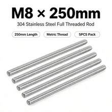 5PCS Stainless Steel Threaded Rod, 304 Grade All Thread Stud Bar M3 M4 M5 M6 M8, 250mm Fully Threaded Rod For DIY Hardware And Repair - Stainless Steel Threaded Rod - View 10
