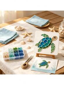 1 Set DIY Sea Glass Diamond Painting Art Kit - Ocean Themed Sea Glass Handmade Kit, Create Exquisite Ocean Style Artwork With Colored Glass Pieces, Coastal Home Decor And Creative Handmade Gift - Multicolor - View 7