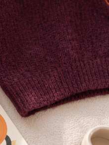 Tween Girl Pumpkin Embroidery Bow Decor Round Neck Sweater - Multicolor - View 5