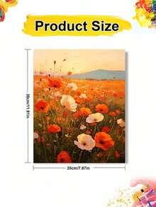1pc Oil Painting By Numbers Kit, Flower Field DIY Art & Craft, Home Wall Decor, Canvas Oil Painting Decoration, Holiday Gift Includes Paintbrushes And Paints. - Sets - View 8