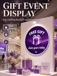 2D Flat Printed Text "Claim Free Gift Now" Round Metal Sign, Suitable For Mall Promotion, Home Decor, Halloween, Christmas Gifts - Multicolor - View 2