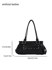 Uniquedesign Largecapacity Tote Bag, Fashion Elegant Shoulder Bag, Exquisite Daily Versatile Handbag For Work, Commute, Date, Dinner & Vacation - Black - View 6