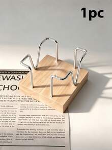 1pc Wooden & Aluminum Alloy Napkin Holder - Retro Cafe Style Kitchen Desktop Tissue Box - Desktop Note Storage Box - View 21