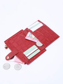 MIYIN Glossy Crocodile Print Mini Wristlet Card Wallet, Multi‑Compartment Storage, Zipper Coin Pocket, Lightweight Purse For Ladies Daily Commute - Multicolor - View 4