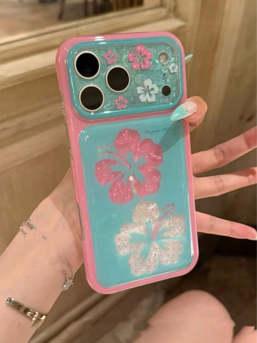 Atmospheric Shell Texture Hibiscus Flower Phone Case Compatible With Apple 17 Pro Max 16 15, Girly Style - Multicolor - View 1