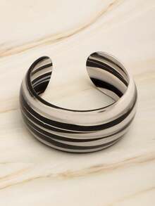 1pc Minimalist Acrylic Striped Geometric Wide Open Cuff Bracelet, Women's Fashion Accessory, Suitable For Daily And Party Occasions, All Seasons, Casual Wear - Bracelet - View 6