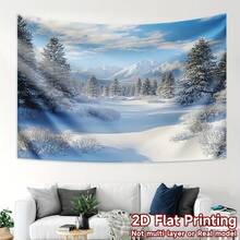 Winter Wonderland Christmas Photography Backdrop, Merry Christmas Banner Polyester Backdrop, Winter Snow Mountain Pattern - Pine Trees And Snowscape, Durable Polyester Fiber, Suitable For Holiday Parties, Photo Shoots And Decoration, Backdrop, Birthday Party, Best Choice For Christmas - 1 - View 1