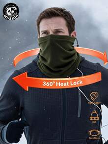 1pc Adjustable Drawstring Fleece Neck Warmer Scarf, Windproof Warm Winter Face Mask, Suitable For Skiing, Cycling And Outdoor Cold Weather Sports - Multicolor - View 3