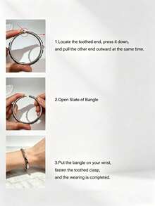1PC Women's Two-Tone Open-Work Copper Bracelet With Clasp, Geometric Rivets And Wavy Design – Perfect For Daily Wear, Parties, Layering, And Gifting - Gold and Silver Dual-tone - Wavy - View 6