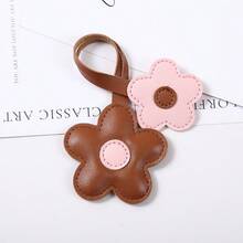 1Pc PU Leather Flower Bag Charm, Color‑Block Floral Pendant, Backpack & Handbag Hanging Decoration, Christmas Gift - Multicolor - View 11