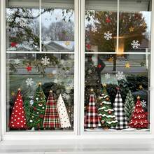 1 Set Christmas Window Stickers - Christmas Tree Pattern, PVC Static Cling - Suitable For Windows, Glass And Mirrors Decoration Stickers; Suitable For Christmas Decoration, Office Holiday Decoration, Home Decor And Store Window Display. - Multicolor - View 5