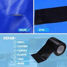 1 Roll Heavy Duty Waterproof Repair Tape, Suitable For RV Awnings, Tarps, Fabrics, Tents, Boat Covers, Canvas, Outdoor Gear, Instant Repair - Black - View 4