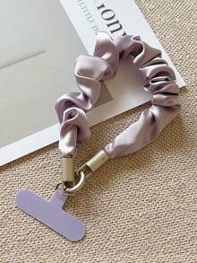 1pc Silk Hair Scrunchie Phone Lanyard Wrist Strap Anti-Lost Pendant Anti-Theft Chain Hand Rope Luxury Niche Short Wristband Camera Bag Keychain Pendant High-End Elegant Chain Women's Spacer Shell - Multicolor - View 6