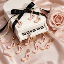 10PCS Pink Hollow Heart & Musical Note Enamel Keychain Pendants, Suitable For Bags, Wallets, Keys, Gifts For Women, Girls, Valentine's Day, Birthday, Thanksgiving, Christmas - 10PCS Musical Note Design - View 5