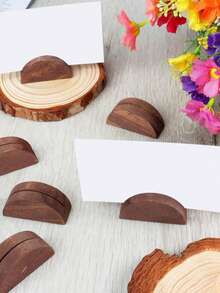 1/10/16pcs Wooden Table Number Holders, Wedding Table Number Stands, Semi-Circular Design Table Card Clips, Suitable For Office, Labels, Photos, Menus, Banquets, Birthday Parties, Retail Stores, Wedding Parties And Event Decoration - A - View 6