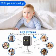 JOOAN 4MP Indoor Home Security Camera CAM720 APP Bluetooth WiFi AP Network Configuration Electronic Zoom Full Color Night Vision Monitoring Camera, Supports SD Card Cloud Storage, For Home Care - Black and White - View 5