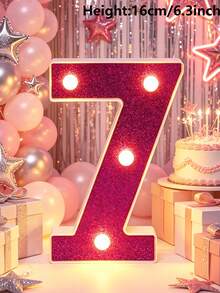 1pc 16cm Purple LED Letter Light, Alphanumeric Night Light, Battery Powered LED Light, Light‑Up Number Sign For Anniversary, Birthday Party Decoration, Wedding Background Decoration, Christmas And Halloween Party Home Bedroom Night Light. - Purple - View 27
