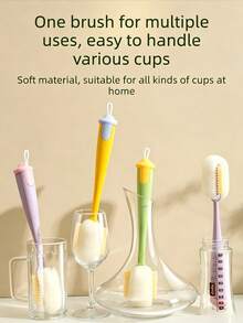 1pc Multi-Function Cup Cleaning Brush Set, Water Bottle Cleaning Brush, Includes Straw Cleaner And Extra Sponge Head, Suitable For Sports Water Bottles, Baby Bottles, Coffee Cups, Glass Cups And Reusable Water Bottles, Multi-Function Cleaning Tool, Kitchen Cleaning Tool, Portable For Home And Travel Use - Cup Brush - View 6