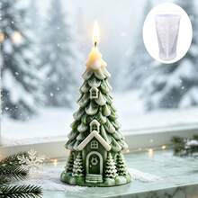 New Arrival, Silicone Mold Suitable For Christmas Tree Candles And DIY Handmade Crafts, Featuring 3D Santa Claus House Design - Multi-Functional Mold, Can Be Used For Resin, Soap Making, Plaster Crafts, Easy To Demold, Suitable For Aromatherapy Candles, Epoxy Resin Products. - A - View 3