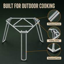 Foldable Campfire Tripod, Thick Galvanized Steel Triangle Stable Pot Hanging & BBQ Rack, No Assembly Required, Ready To Use, Suitable For Outdoor Camping, Picnic & Cooking - Multicolor - View 4