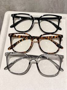 1 Pair Minimalist Elegant Multi-Function Multi-Color Geometric Transparent Full Frame Women's Non-Prescription Glasses, High-Resilience Plastic Material, Lightweight And Comfortable, Suitable For All Face Shapes, Slimming Effect, Suitable For Daily Makeup - Multicolor - View 2