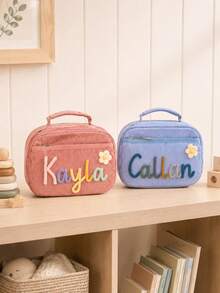 Custom Embroidered Corduroy Lunch Bag, Personalized Insulated Lunch Tote, Suitable For Work, Travel, Picnic, Back To School, Office Gift - Multicolor - View 7
