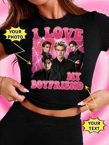 Customized 90s-00s Vintage Cropped Top, Retro Bootleg And Hip-Hop Style. DIY Photos, Names And Text. Ideal For Music Festival Fan Merchandise - Black - View 3