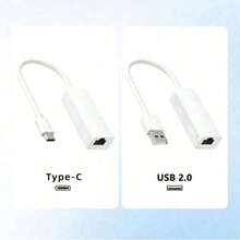 USB Type-C 轉 RJ45 網路轉接器 USB2.0 USB-C 乙太網路分接器 10Gbps 相容於筆記型電腦、平板、手機、交換機，免驅動 - 白色 - 查看 6
