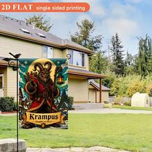 2D Flat Garden Flag 1pc, Krampus Christmas Demon, Polyester Material, Single-Sided Printing, Pattern Design, Ocean Theme, Summer Theme, Holiday Theme, For Yard Decor, Outdoor Decor, Lawn Decor, Flag Only - A - View 7