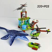 320+PCS Jurassic Dinosaur Theme Building Blocks, Small Particle Building Blocks Model Display, Includes Mosasaurus And Pterosaur Models, Collectible Dinosaur Decorative Gift, Additional Airplane, Submarine And Building Display, ABS Material Birthday Gift For Boys And Girls, Various Holiday Collectible Gift - Multicolor - View 2