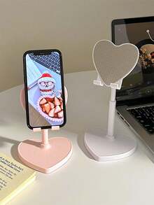 Heart-Shaped Phone Stand, Adjustable & Extendable Multi-Function Phone Holder, Suitable For Desk, Perfect For Slouchy Movie/Live Streaming In Dorm, Women's Gift, Plastic Material - Multicolor - View 7