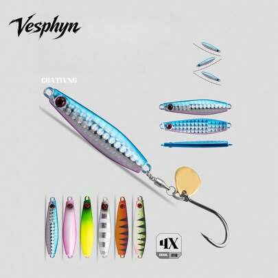 1PC 10‑30g Long Cast Metal Jig Fishing Lure Rotatable Single Hook With Spinner Blade High Reflection Hard Metal Bait For Saltwater Freshwater Inshore Offshore Shore Boat Fishing Bass Mackerel Trout Salmon