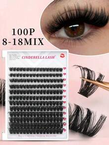 DIY Segmented Eyelashes Pre-Flared Soft Stem Russian Volume Style 100 Clusters Classic False Lashes C/D Curl 8-18mm Length Fluffy Texture Easy To Wear Makeup Tool - D - View 2