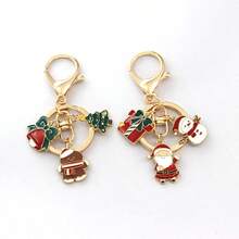1pc New Christmas Keychain Santa Claus Snowflake Christmas Tree Key Ring Alloy Cartoon Gift Pendant Creative Gift - Multicolor - View 5