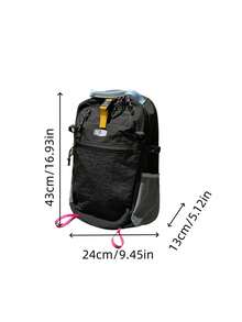 Casual Outdoor Colorblock Hiking Backpack, Multi-Pocket Zipper Design, Padded Shoulder Straps, Travel & Trekking Backpack For Men And Women - Green Pink - View 7
