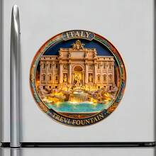 Rome Trevi Fountain Wishing Waters Under The Roman Night Sky Magnet Where Every Tossed Coin Carries A Silent Promise Keepsake For All Metal Surfaces Throughout The Home - A - View 2