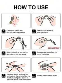 10 Pairs Natural Half Eyelashes, Lightweight And Soft, Create Cat Eye Makeup Effect, Naturally Extend Eye Corners, Transparent Lash Roots, Durable And Reusable, Cat Eye Half Eyelashes, Beautiful And Natural - Black - View 8