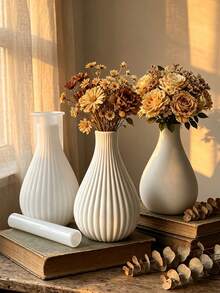 2 Styles Vertical Striped Vase Silicone Molds, Suitable For DIY Cream Style Home Floral Arrangement, Desktop Plaster Cement Flower Pot And Home Decor Ornament - Vase Silicone Mold - View 4