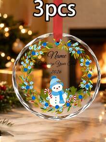 Custom Christmas Ornament, Personalized Name And Text Holiday Hanging Decor, Festive Snowman Wreath Style, Customized Christmas Tree Ornament, Customizable Wall Hanging Keepsake, Christmas Home Decor, Holiday Gift 2026, Room Decor, Family Gift - Style B - View 17