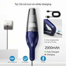 CascadeVac 2000mAh Portable Handheld Vacuum Cleaner, Strong Suction USB Rechargeable Mini Vacuum Cleaner With Multiple Accessories, Suitable For Car, Home, Office And Crevices - Blue - View 7